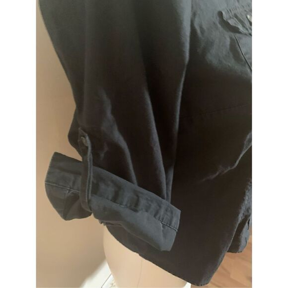 Van Heusen Women's Button Three Quarter Sleeve Button Down Shirt Black Size XS - Picture 2 of 7